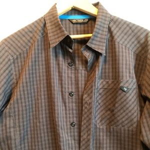 Arc’teryx button up shirt. Grey and black plaid. EUC